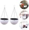 Vsell24&nbsp;3-Piece Round Hanging Flower Pot Set with Drainage Holes - Indoor, Outdoor Balcony Garden Pots, White, 25x16 cm