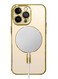 MagSafe Case Magnetic Clear Soft TPU Plating Case Wireless Charging Compatible Shockproof Camera Lens Protection For Apple iPhone 14 Pro Max Gold