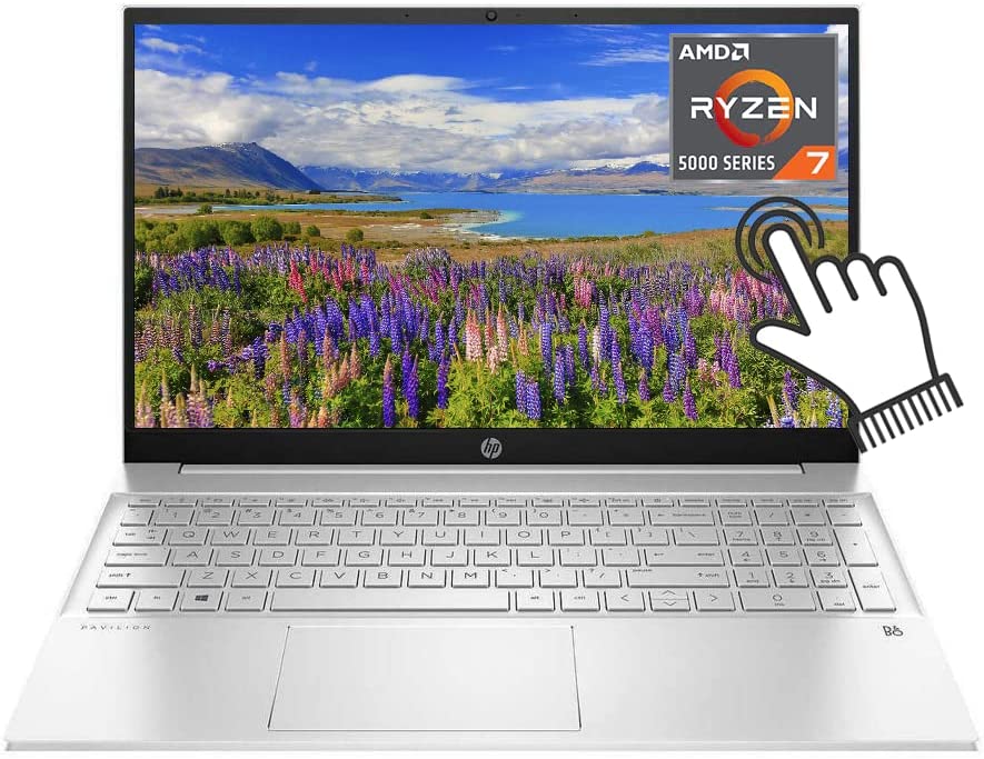 HP 15.6&quot; Pavilion 2022 FHD Touchscreen Laptop, AMD Ryzen 7 5700U(8 Cores), 32GB DDR4 RAM, 1TB NVMe SSD, Backlit KB, WiFi 6, Webcam, HDMI, AMD Radeon Graphics, Win 10 Home, CUE Accessories