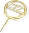 Party Time Round Shape "Happy Birthday" Acrylic Golden Color Happy Birthday Cake Topper for Birthday Decoration/Happy Birthday Cake Decoration Item - Cake Topper