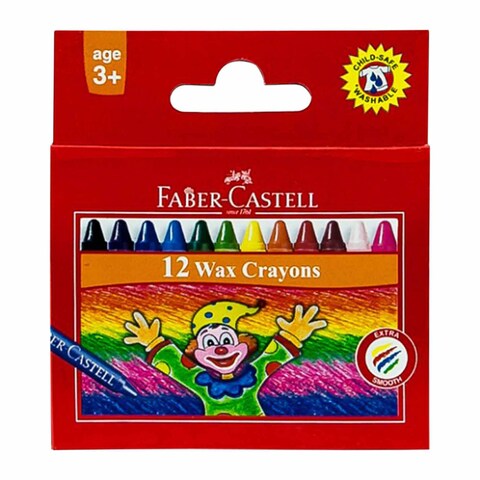 FABER CASTEL WAX CRAYON 12COL 75MM