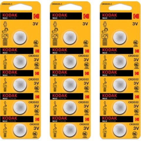 KODAK MAX CR2032 Lithium 3V Batteries &ndash; 15 Pieces