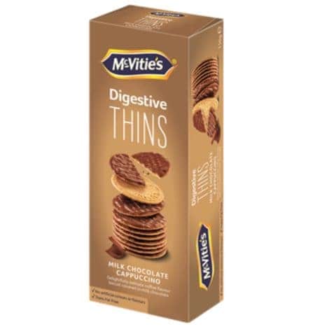 McVitie rsquo s Disgestive Thins Milk Chocolate Cappuccino Biscuits 150g