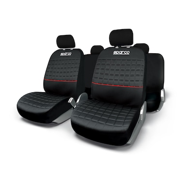 Sparco - Universal Seat Cover Set Lazio Polyester Black/Red