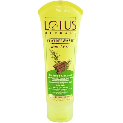 Lotus Herbals Teatreewash Tea Tree And Cinnamon Anti-Acne Oil Control Face Wash Yellow 120ml