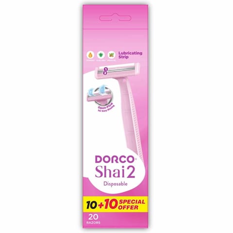 Dorco Shai 2 Blades Soft Disposable Razor Multicolour 20 PCS price in ...