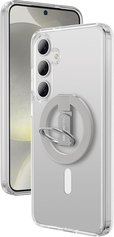 Amazing Thing Minimal MAG Grip Ring Set for Samsung Galaxy S24 Plus Holder/Stand/Case Cover compatible with MagSafe - Clear