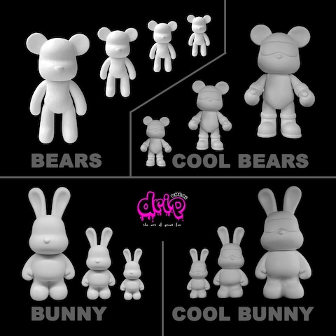 DIY MONEY SAVING BUNNY (9 inch - 23 cm) ACRYLIC FLOW POURING PAINT SET RABBIT Colors, Black, Mint-Green, Dark-Blue. Arts and Crafts, Customize Handmade Creative Birthday Gift.