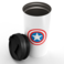 Loud Universe - Captian America Minimal White Travel Tumbler Blue Shield Stainless Steel Tumbler with Black Sip Lid