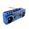 Echo Audio Retro Blast Bluetooth Boombox, Portable Cassette/Tape Player, AM/FM/SW 3 Band Radio, Two 8 W X-Bass Speakers, Voice Recorder, Headphone Jack, Supports USB and SD Cards (Blue)