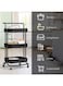 Roman Gifts 3-Tier Utility Cart Rolling Storage Shelf With Handles 2 Lockable Wheels Black 86X42X30cm