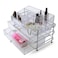 AlHoora 36X24X25cm 2Drawer Acrylic Cosmetic Organizer With Jewelry Box , Stainless Steel Stand , Color Box