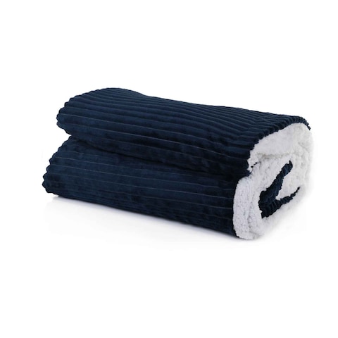 Mintra Striped Blanket, 180x220 - Navy