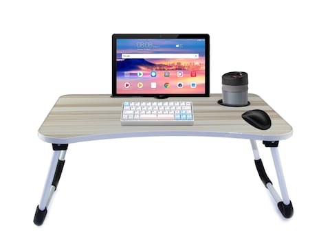 Multi-Purpose Laptop Table with Dock Stand, Study Table, Bed Table, Foldable Portable Color Wooden