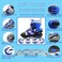 EASY FUTURE Inline Skates Adjustable Size Roller Skates with Flashing Wheels for Outdoor Indoor Children Skate Shoes Including Full Protective Gear Set Blue Large (39-42)