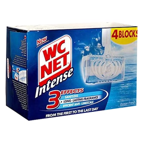 WC Net Blue Ocean Fresh Rim Block Toilet Cleaner 34g x Pack of 4