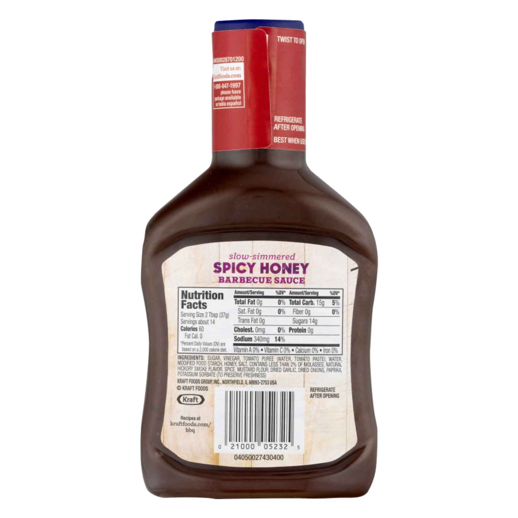Kraft Barbecue Sauce Slow Simmered Spicy Honey 510 Gram product thumbnail 3