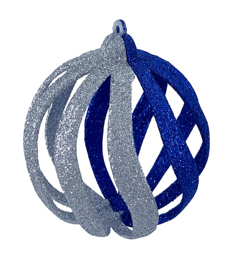 Christmas Designer Baubles Silver/Blue 8cm 4Pcs/Box