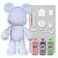COOL BEAR COIN PIGGY BANK FIGURE (9 inch - 23 cm) ACRYLIC DRIP POUR PAINT COMPLETE KIT, Colors: Light-Pink, Silver, Mint-Green. Acrylic Rich Pigments Fluid Flow Paint, Arts and Crafts, Gifted Present.
