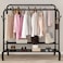 Jjone Clothing Garment Rack, Metal Double Rail Hanging Clothes Storage Shelf For Boxes, Shoes, Boots, Commercial Grade, Multi-Purpose, Entryway Shelving Unit For Home Office Bedroom (X037-217Black)