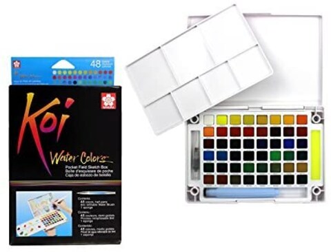 Generic Sakura Koi Watercolor Field 48 Color Sketch Set Pocket Sketch Box, Xncw-48N