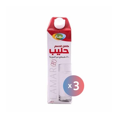 لمار لبن كامل الدسم - 1 لتر * 3 زجاجات