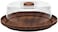 Evelin Cake Stand with Dome Cover 1 Set Wooden Multi- Functional Serving Platter and Cake Plate Home Kitchen Wood Food Tray with Glass Cover