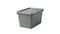 Storage box with lid, grey-green, 19x26x15 cm