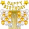 Party Time 49-Pieces White and Gold Birthday Party Decorations Set with Happy Birthday Balloons Banner, Confetti Balloons, Foil Fringe Curtain for Birthday Party Supplies