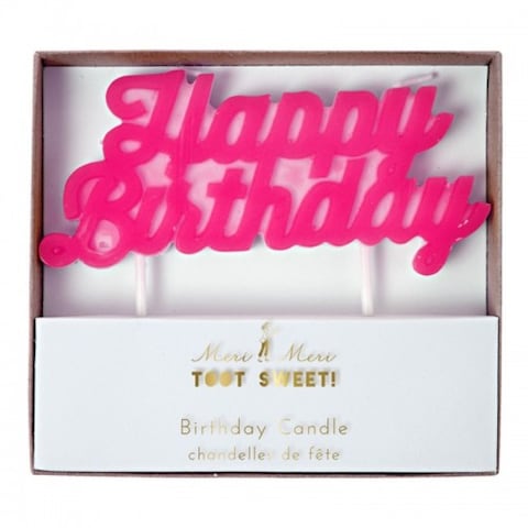 Pink Happy Birthday Candle