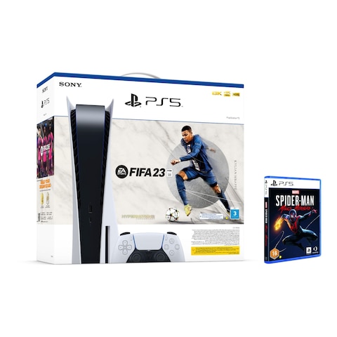 Sony PlayStation 5 Console With FIFA 2023 Game Voucher And Spider-Man Game White