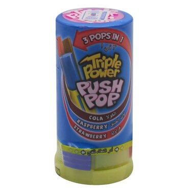 Bazooka Triple Power Push Pop Cola Raspberry And Strawberry Candy 34g