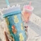 2-Piece Pineapple-Shaped Drinkware Tumbler for Cold Beverages with Reusable Straw 2 Colors 450ml each