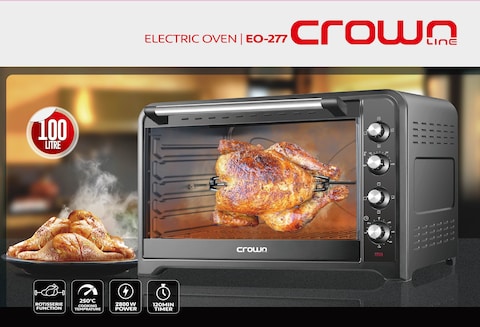 Crownline EO-277 Electric Oven, Convection, Rotisserie, Baking, and Grill function, Capacity: 100 L, 250&deg;C, 2800W, 50/60Hz, 220-240V