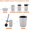 Bathroom Accessories Set of 6 Unique Design 6 Pieces Bathroom Accessory Set Soap Dispenser Toothbrush Holder Tooth Mug Soap Dish Toilet Brush Rubbish for Bathroom Home Decor (Grey)