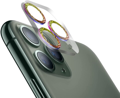 Moxedo Camera Lens Protector, 9H Tempered Glass, Scratch Resistant Aluminum Alloy Frame Camera Cover Screen Protector Compatible for iPhone 11 Pro 5.8 inch/ 11 Pro Max 6.7 Inch (MODERN COLORFUL)