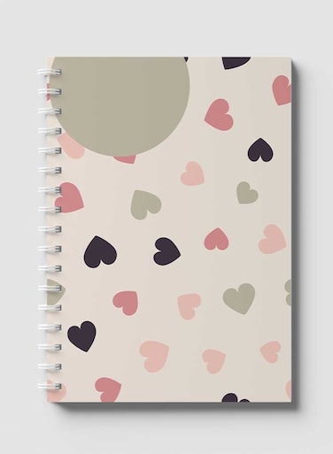 لوحة  دفتر سلك ٦٠ ورقة بغلاف من الورق المقوى بتصميم قلوب ملونه، لتسجيل الملاحظات وتدوين التذكيرات للعمل أو الجامعة أو المدرسة