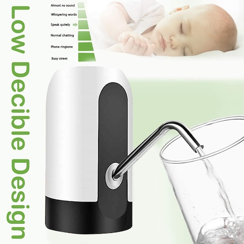 LIHAN Water Dispenser for 5 Gallon Water Bottle, Water Bottle Pump with USB Charging Electric Automatic for Home Office Indoor and Outdoor Drinking Mini Water Pump White
