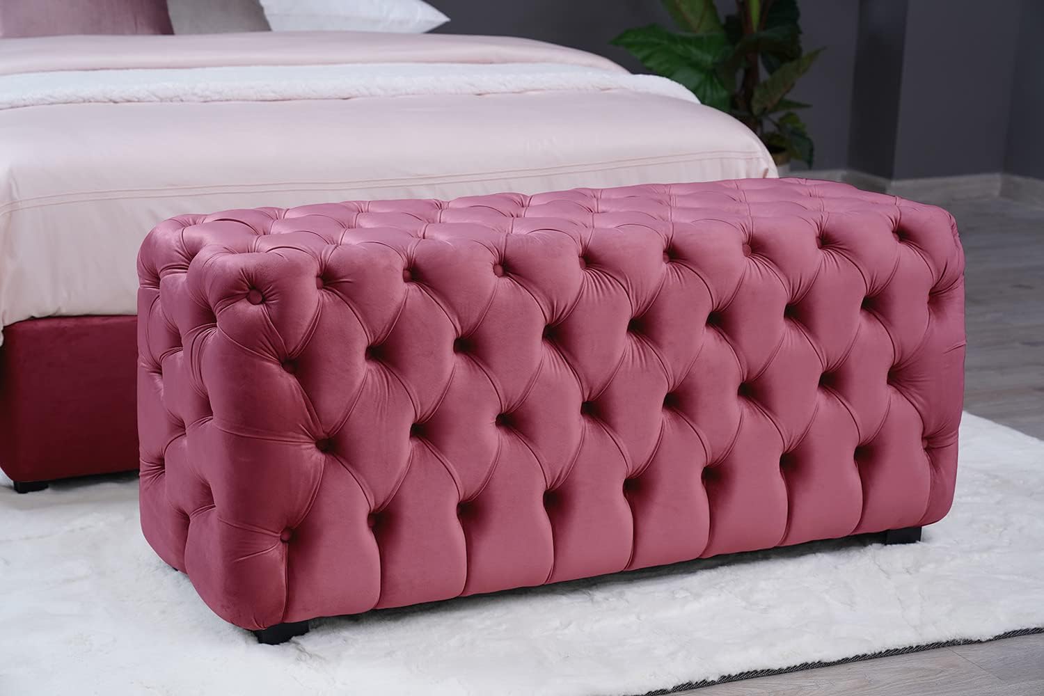 PAN Home Home Furnishings Emirates Alpha Bench Velvet Pink