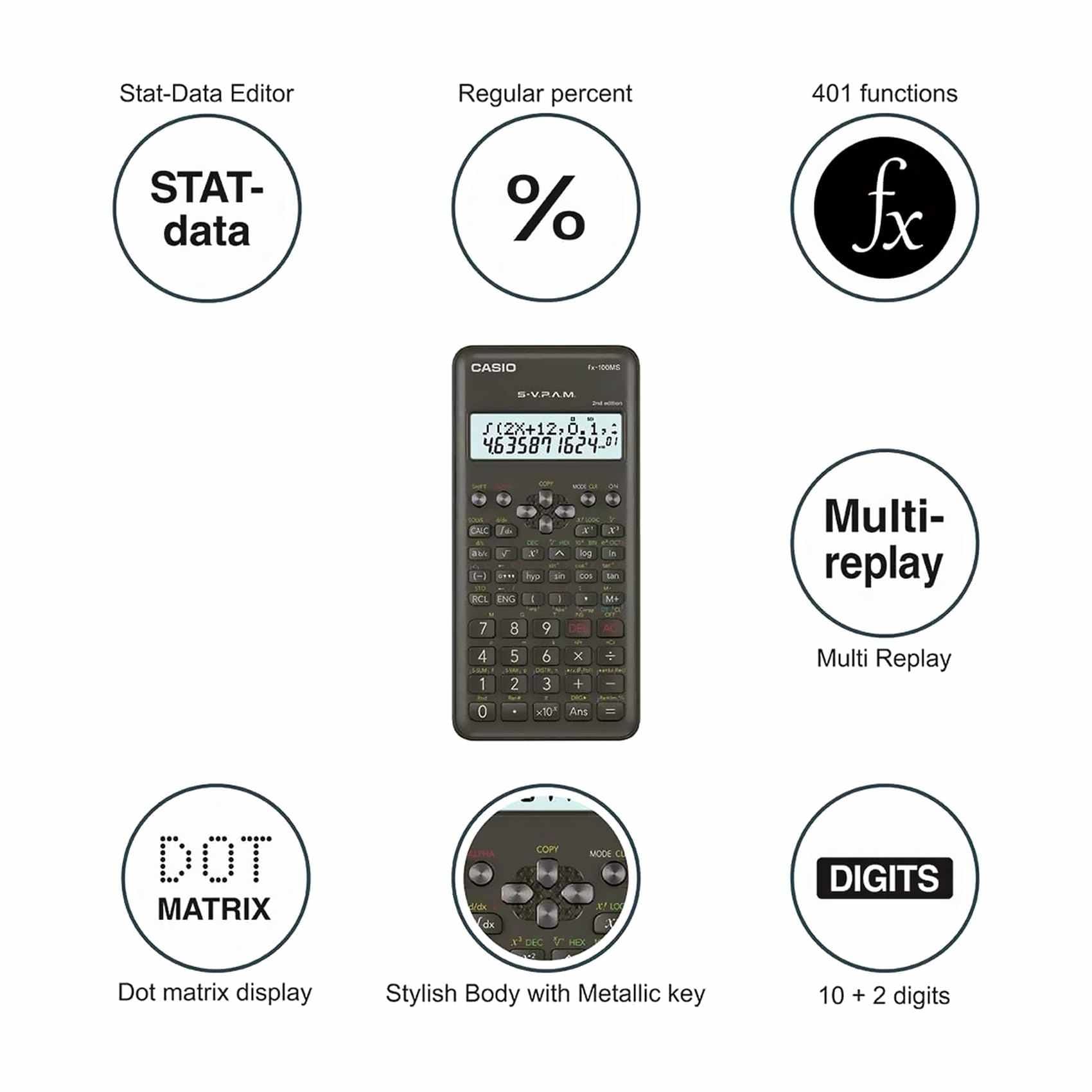 Casio FX 100MS Scientific Calculator 2nd Edition Black Online Carrefour UAE