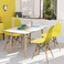 Modern Dining Chair, Lounge Chair, Office Chair, Plastic Shell Chair, Eames Style Chair with Wood Legs and Plastic Seat, for Living Room, Bedroom, Kitchen, Dining Side Chairs, Set of 4 (Yellow)