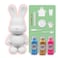 BUNNY MONEY SAVER FIGURINE (9 inch - 23 cm) ACRYLIC DRIP POURING PAINT DIY SET Colors: Light-Blue, Gold, Fluorescent-Pink.