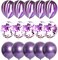 Party Time 15 Pieces Set Chrome Latex Confetti Balloons 12 Inches for Birthday Party | Wedding Decoration, Anniversary, Bridal and Baby Shower (Purple)