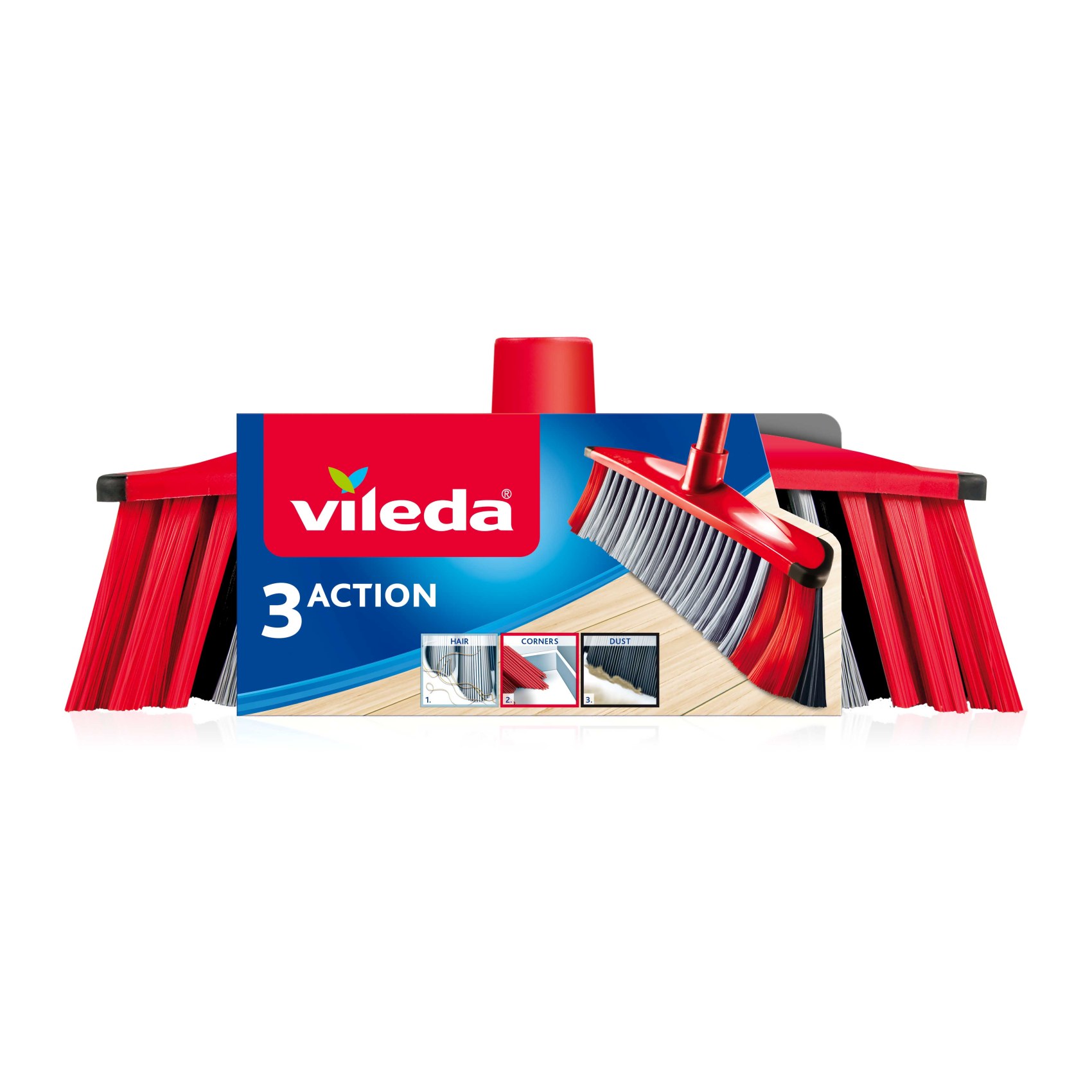 Vileda 3 Action Broom Red