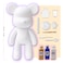 DIY CREATE YOUR OWN UNIQUE ACRYLIC FLUID POURING PAINT BEAR (7 inch - 18 cm) COMPLETE SET, colors: Gold, Dark-Blue, White. Arts and Crafts, Customize Handmade Creative Birthday Gift