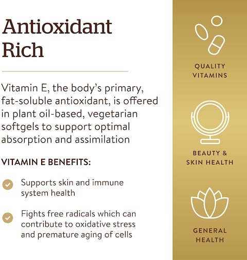 Solgar Vitamin E 268 Mg, (400 Iu)100 Vegetarian Softgels (D-Alpha Tocopherol &amp; Mixed Tocopherols)