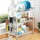HEXAR&reg; Stainless Steel Heavy Duty 3 Tier Dish Drying Rack with Utensil, Knife, Cutting Board Holder with 4 Removable Drain Boards Kitchen Counter Organizer Storage - 56cm x 26cm x 63cm - Silver