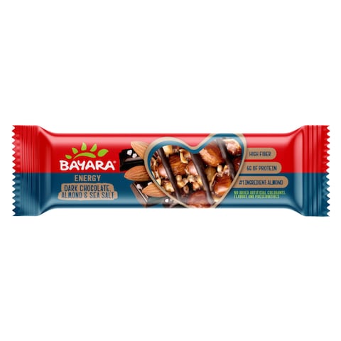 Bayara Dark Chocolate Almond And Sea Salt Energy Bar 40g