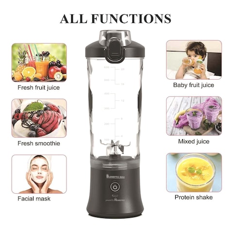 Home Pro Blendpro Max 6 Blades Portable Blender Black 600ml