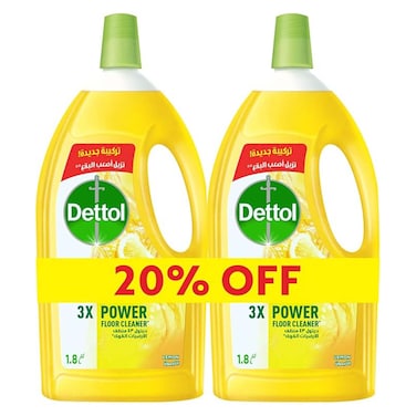 Dettol Antibacterial Floor Cleaning with Lemon Scent - 1.8 Liter - 2 Pieces